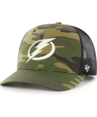 '47 Men's NHL Camo/Black Tampa Bay Lightning Trucker Adjustable Hat