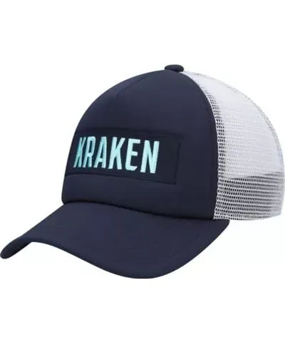 adidas Men's NHL Deep Sea Seattle Kraken Team Plate Trucker Snapback Hat