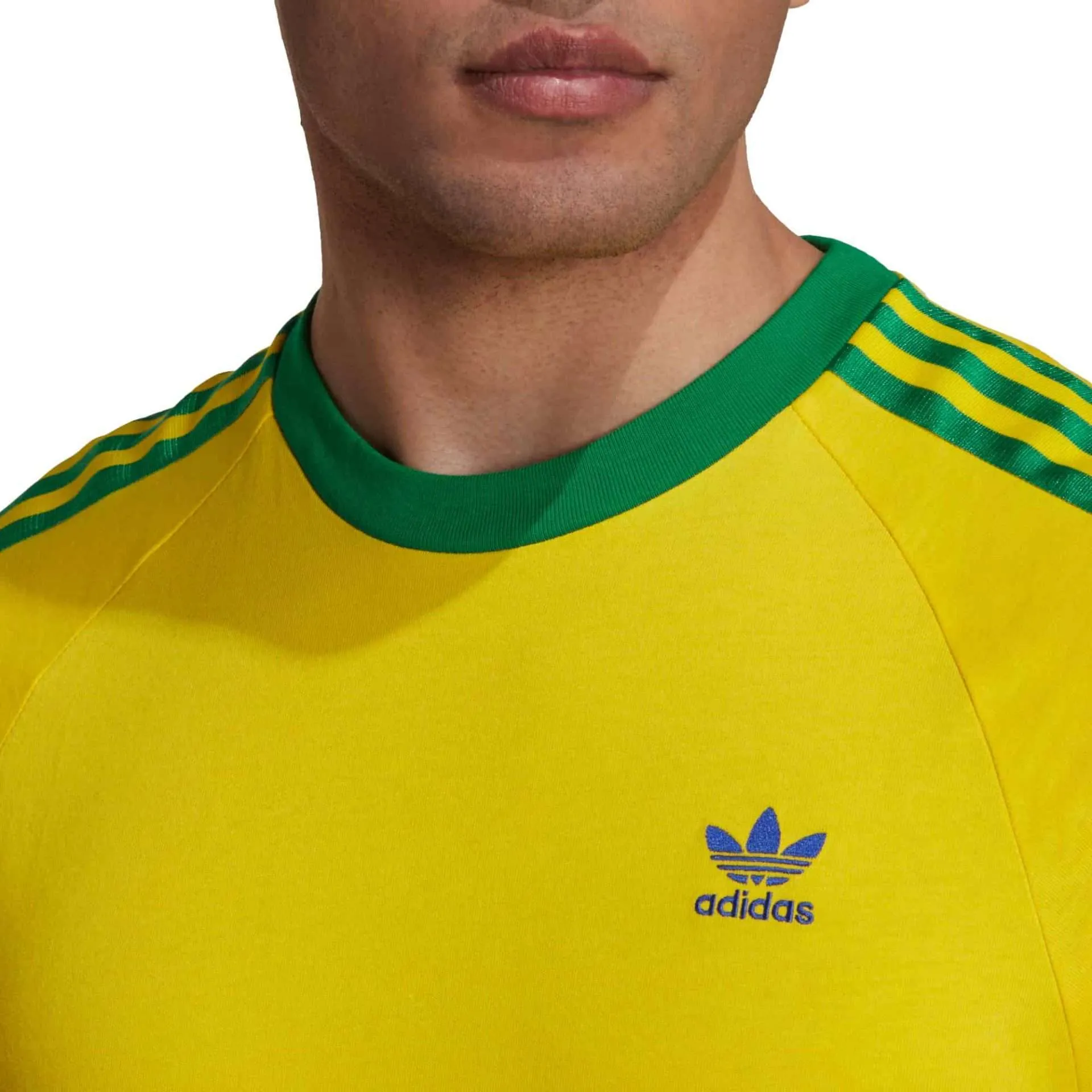 adidas Originals Men’s 3-Stripes Tee – Team Yellow / Team Green / Bold Blue