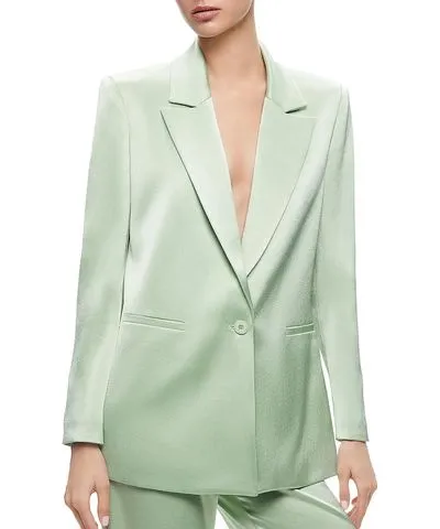 Alice + Olivia Womens Collared Evening One-Button Blazer