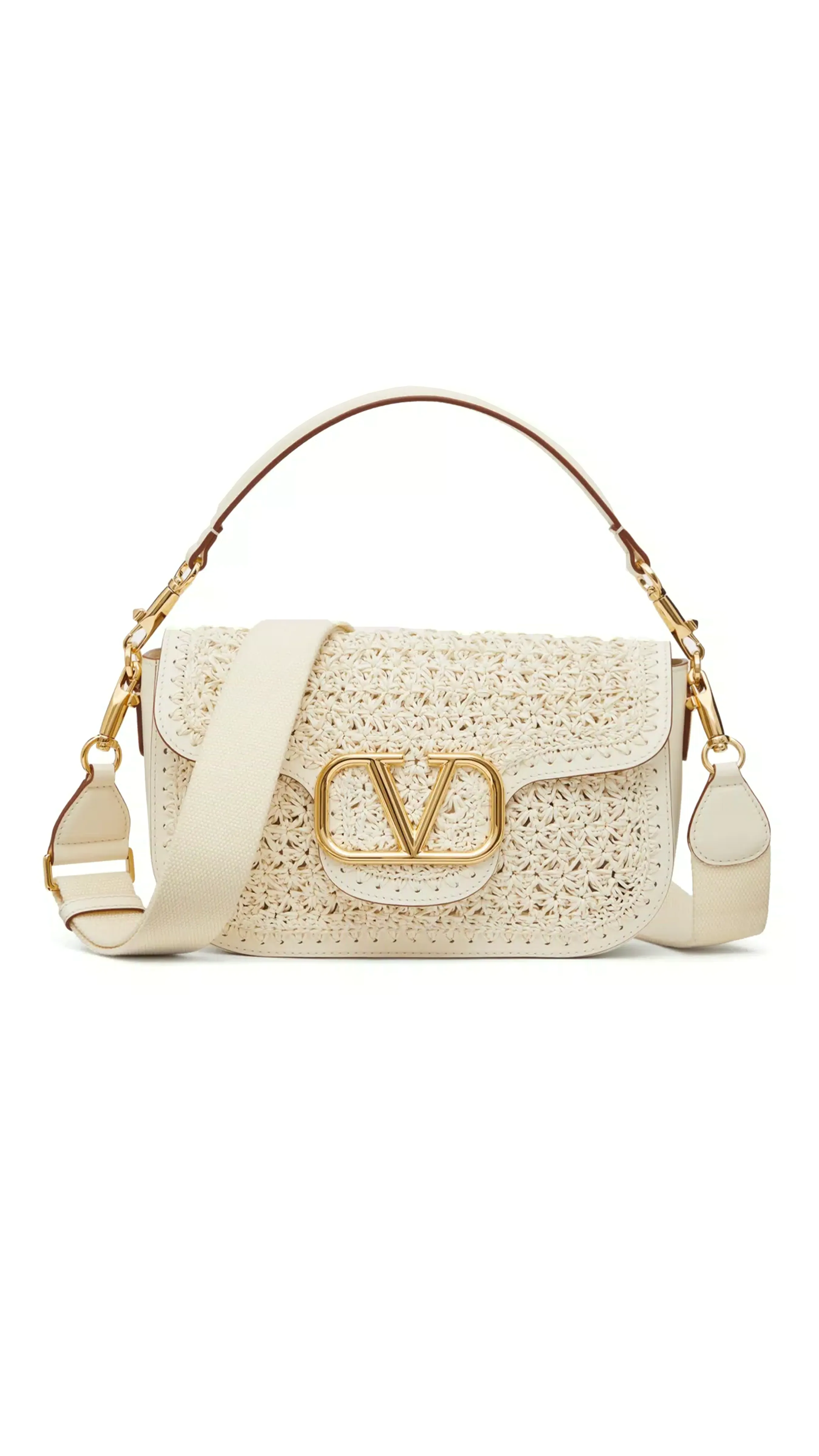 Alltime Woven Leather Shoulder Bag - Ivory