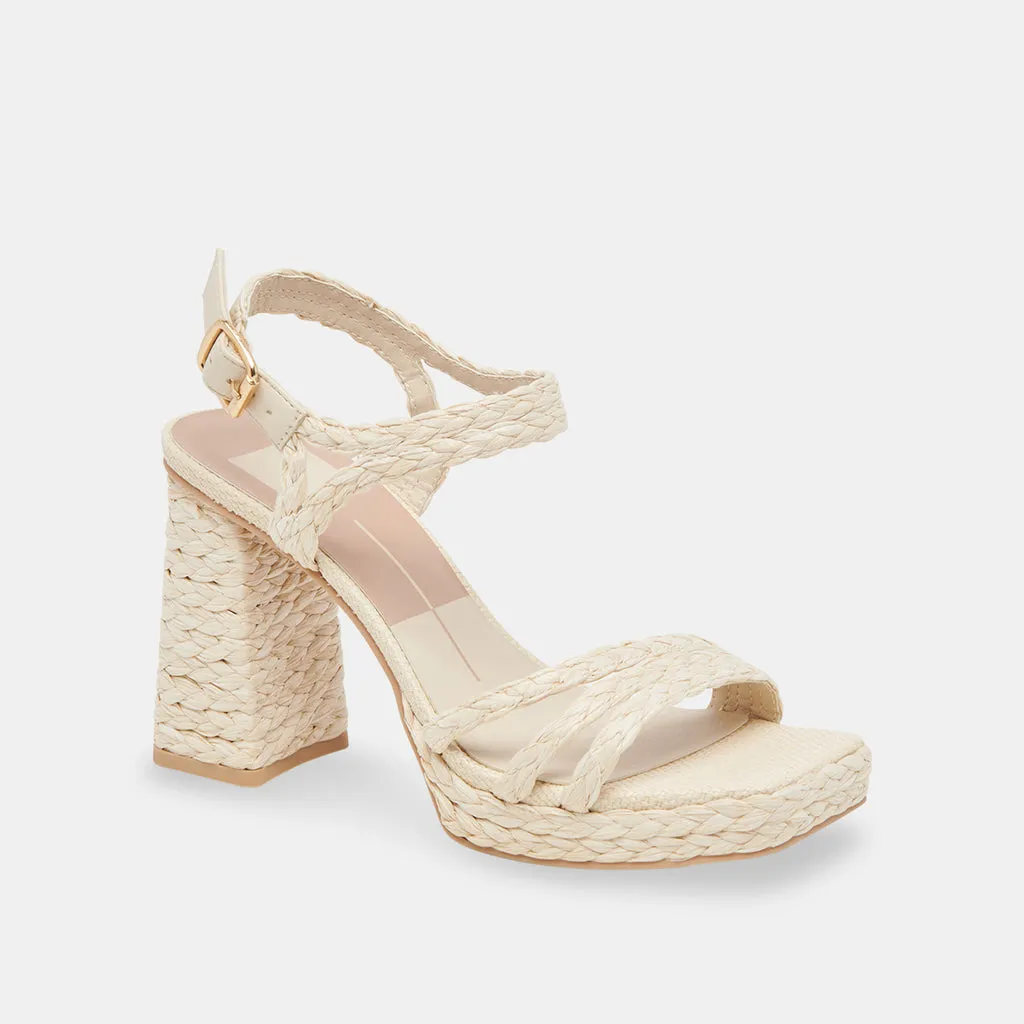 ALYSIA Platform Heels Ivory Raffia | Ivory Block Heel Sandals– Dolce Vita 6890484334658