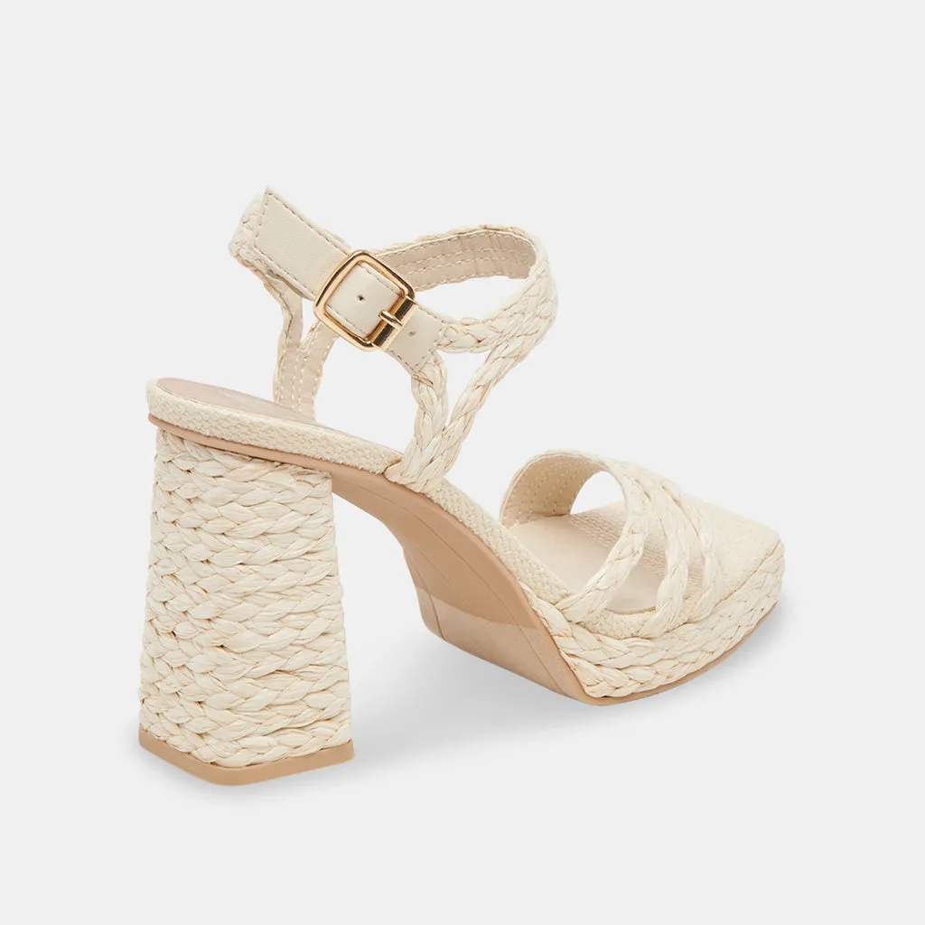 ALYSIA Platform Heels Ivory Raffia | Ivory Block Heel Sandals– Dolce Vita 6890484334658