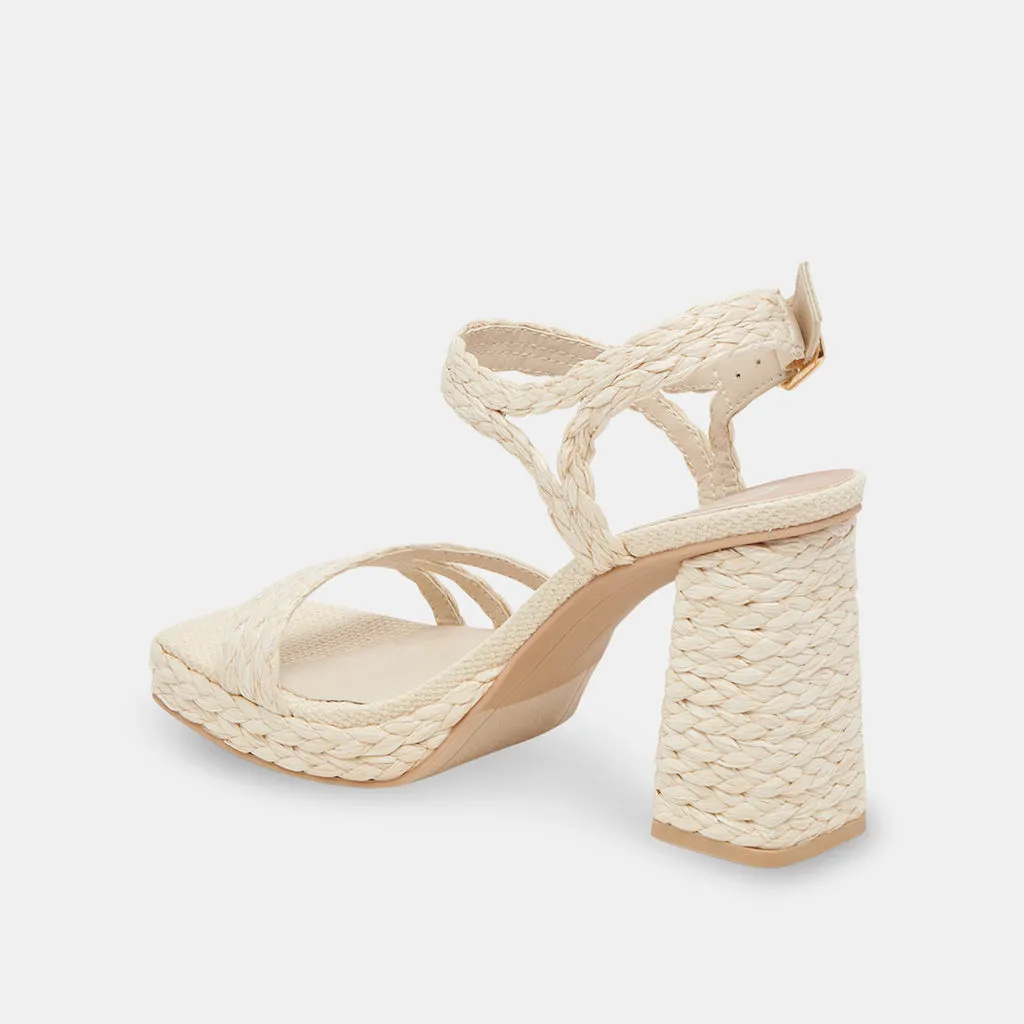 ALYSIA Platform Heels Ivory Raffia | Ivory Block Heel Sandals– Dolce Vita 6890484334658