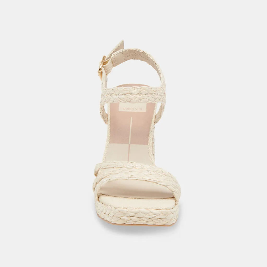 ALYSIA Platform Heels Ivory Raffia | Ivory Block Heel Sandals– Dolce Vita 6890484334658