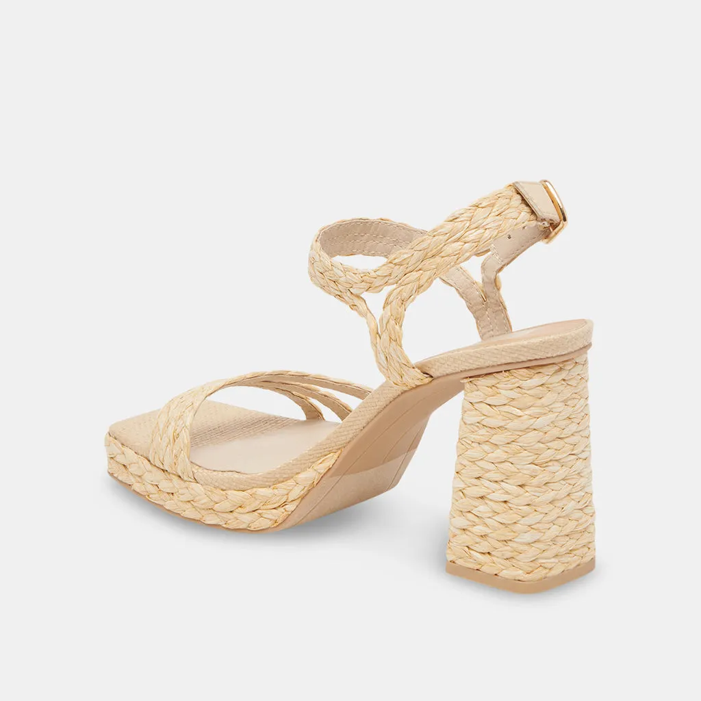 ALYSIA Platform Heels Natural Raffia | Natural Block Heel Sandals– Dolce Vita 6890484400194