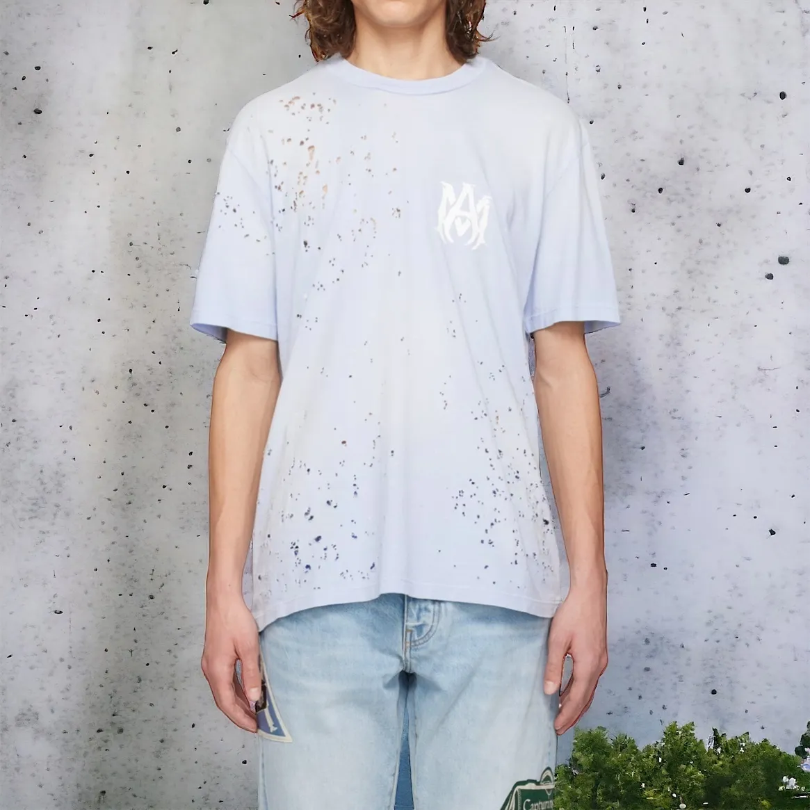 AMIRI  |Street Style Plain Cotton Oversized Logo T-Shirts