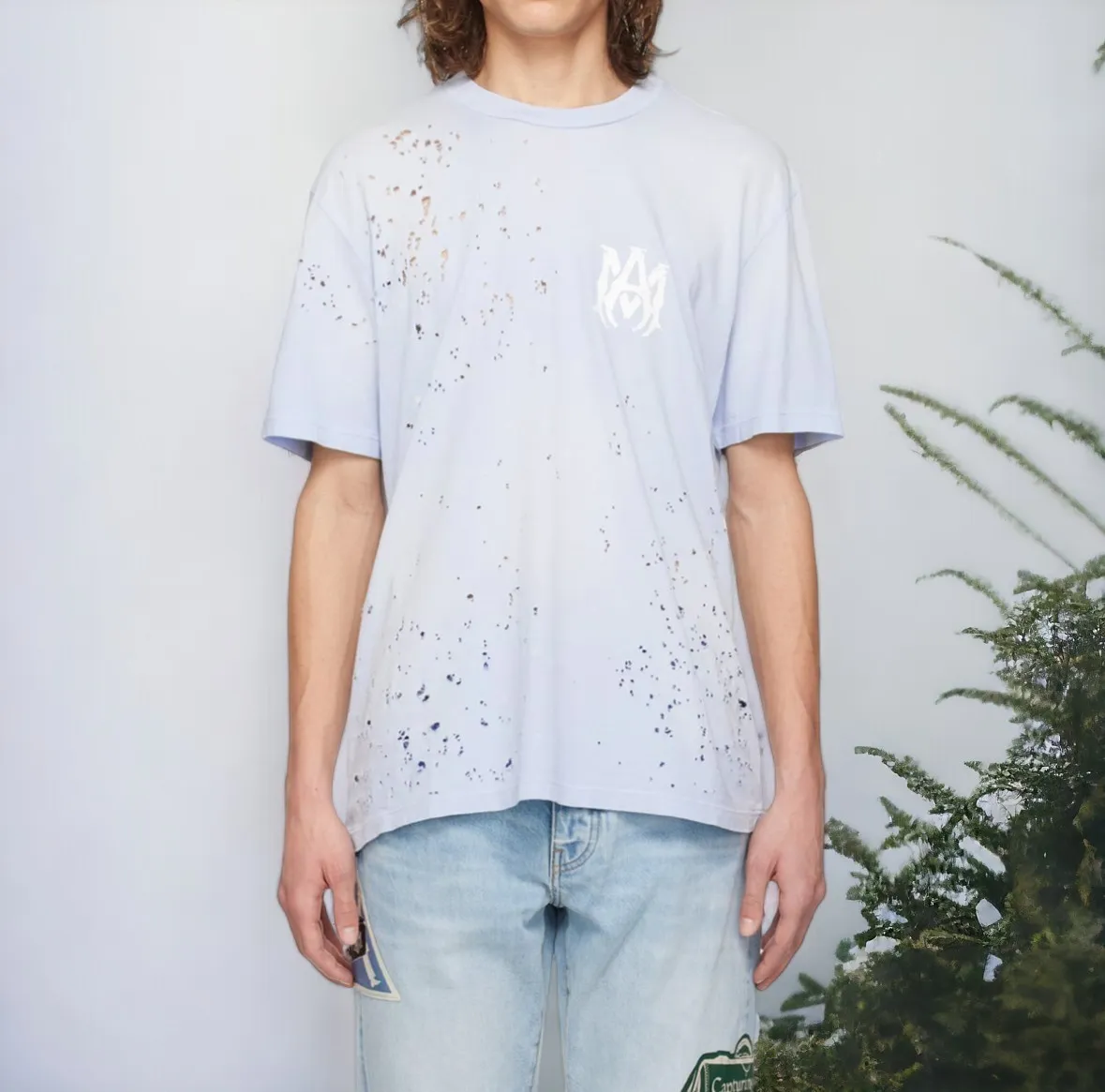 AMIRI  |Street Style Plain Cotton Oversized Logo T-Shirts