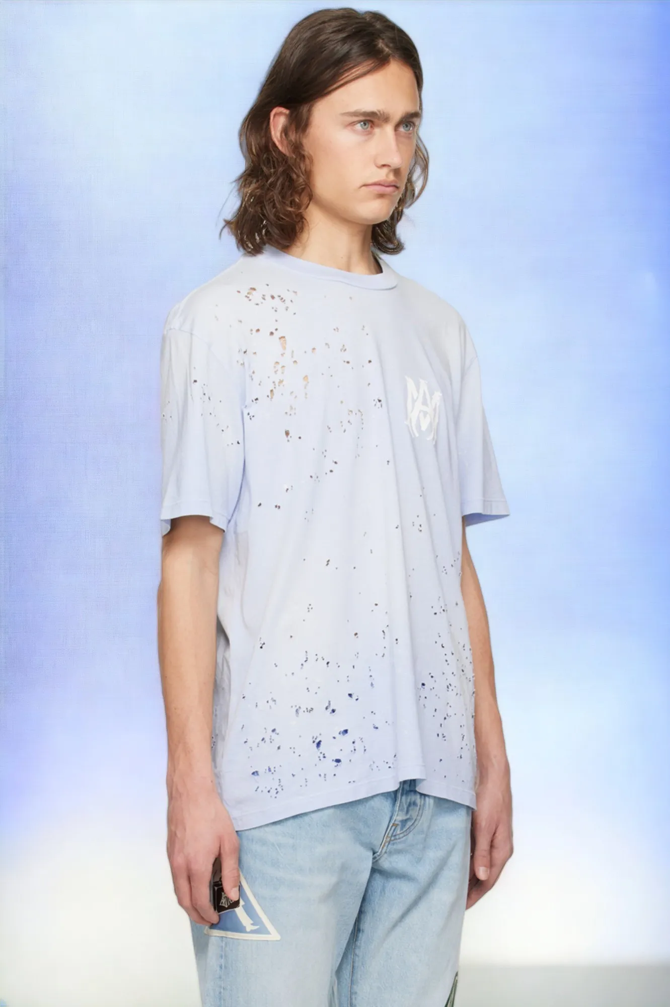 AMIRI  |Street Style Plain Cotton Oversized Logo T-Shirts