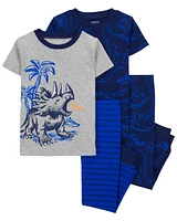 Baby 4-Piece Dinosaur Cotton Blend Pajamas