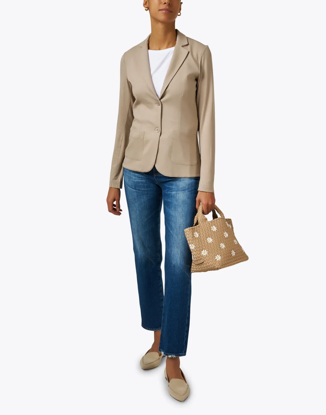 Beige Stretch Knit Blazer