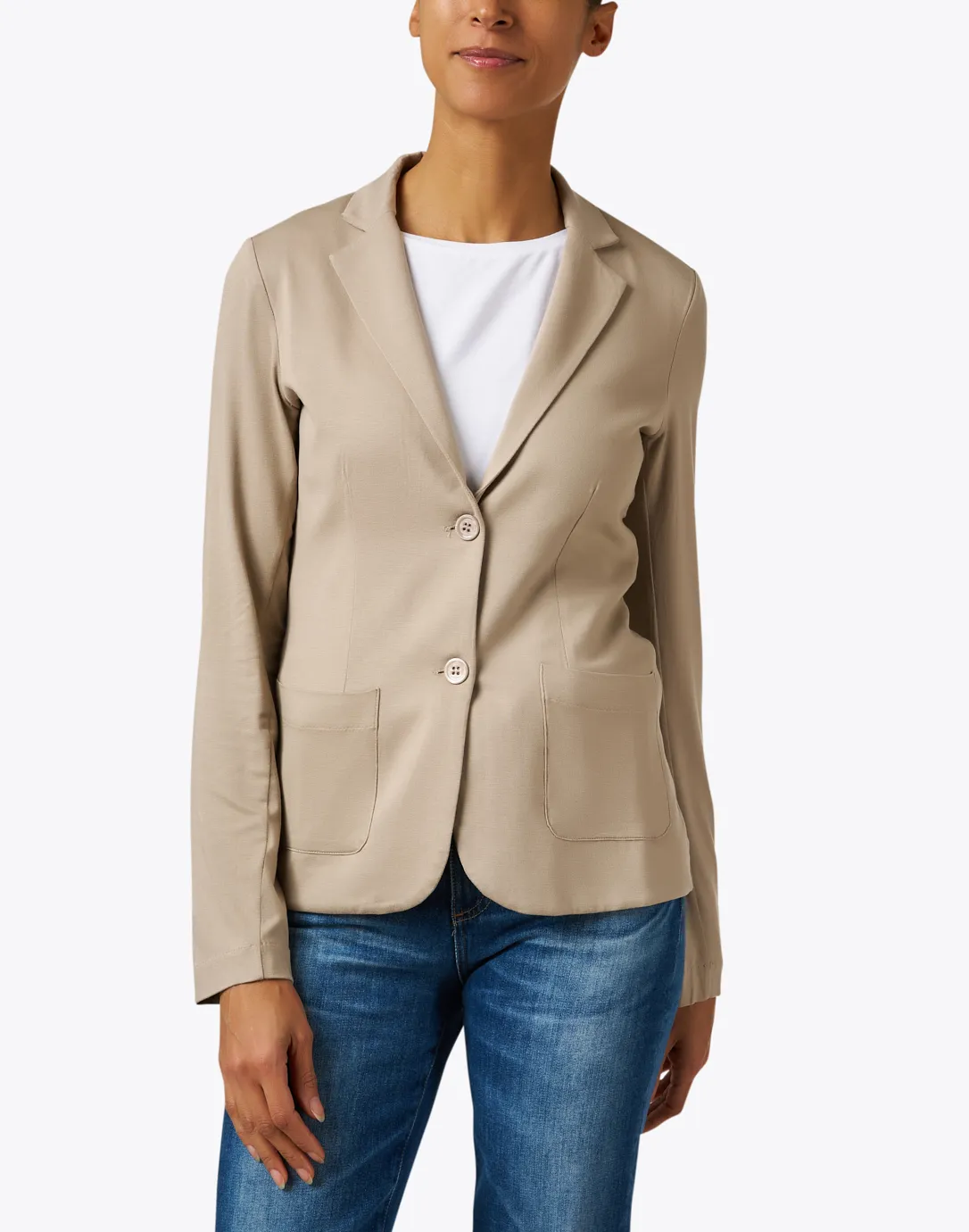 Beige Stretch Knit Blazer