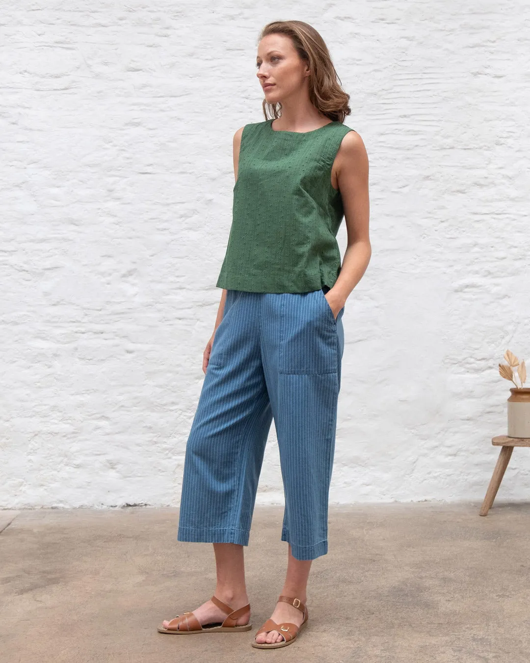 Bibico Anna pants, striped denim culottes