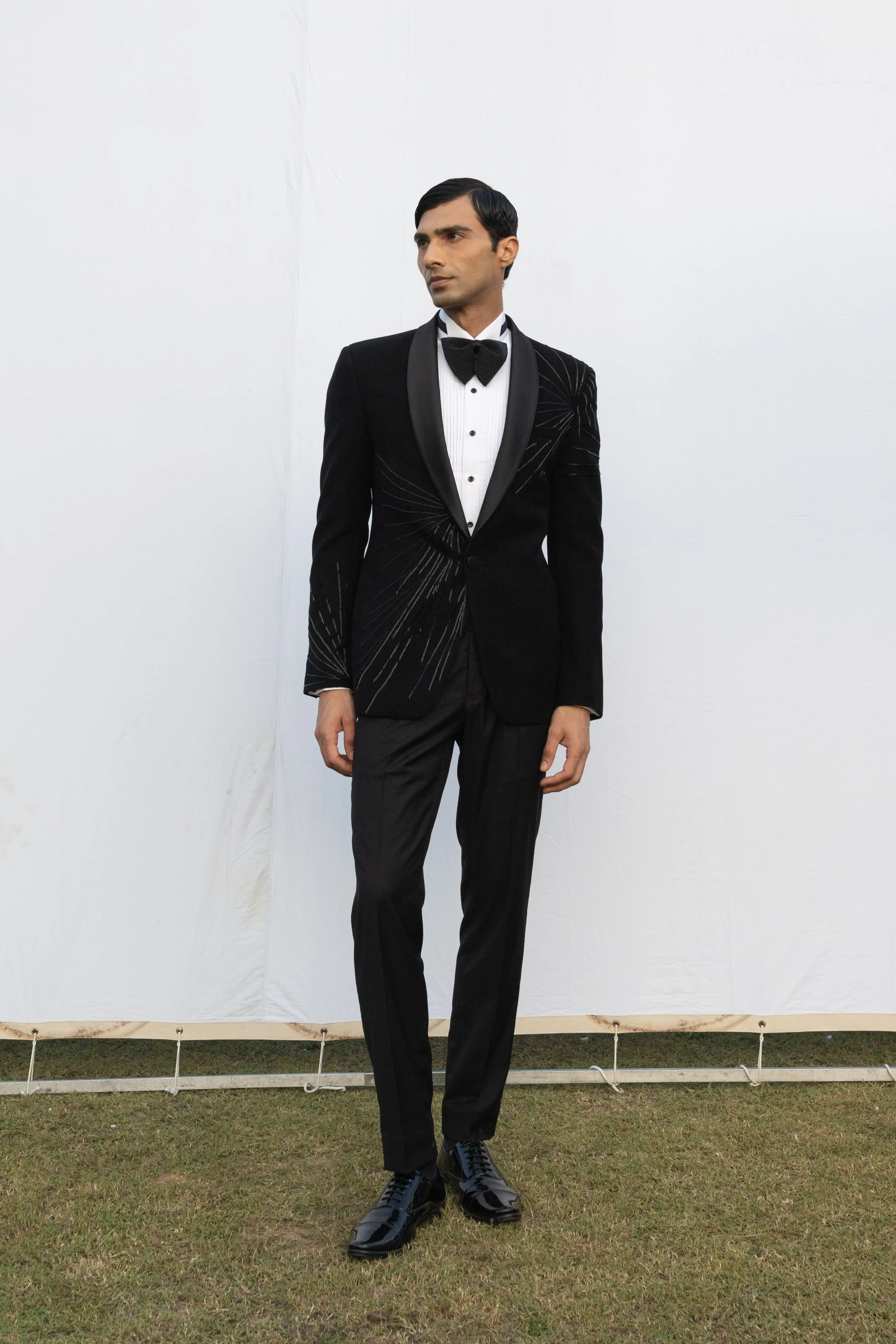 Black Emroidered Tux Jacket.