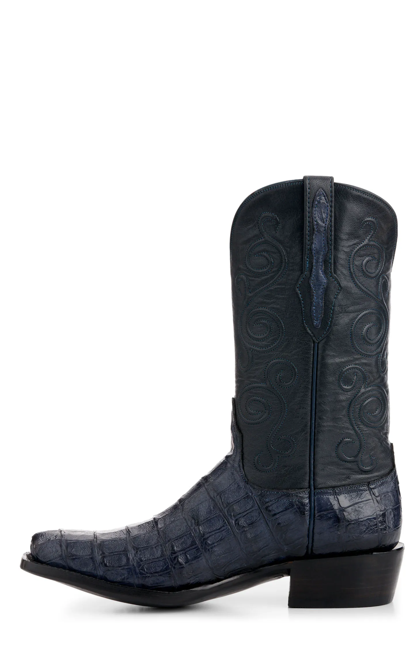 Black Jack Men's Navy and Denim Blue Caiman Belly Square Toe Exotic Cowboy Boots