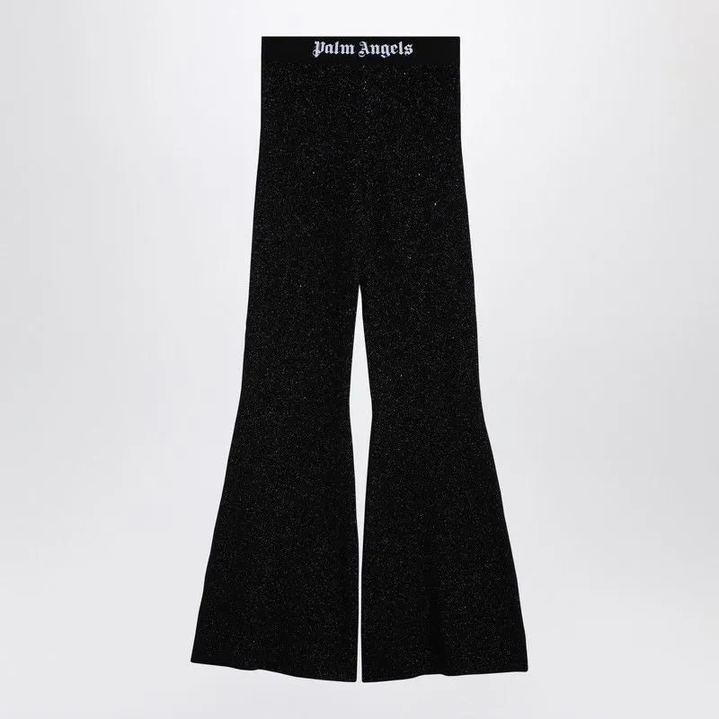 BLACK LUREX VISCOSE BLEND TROUSERS