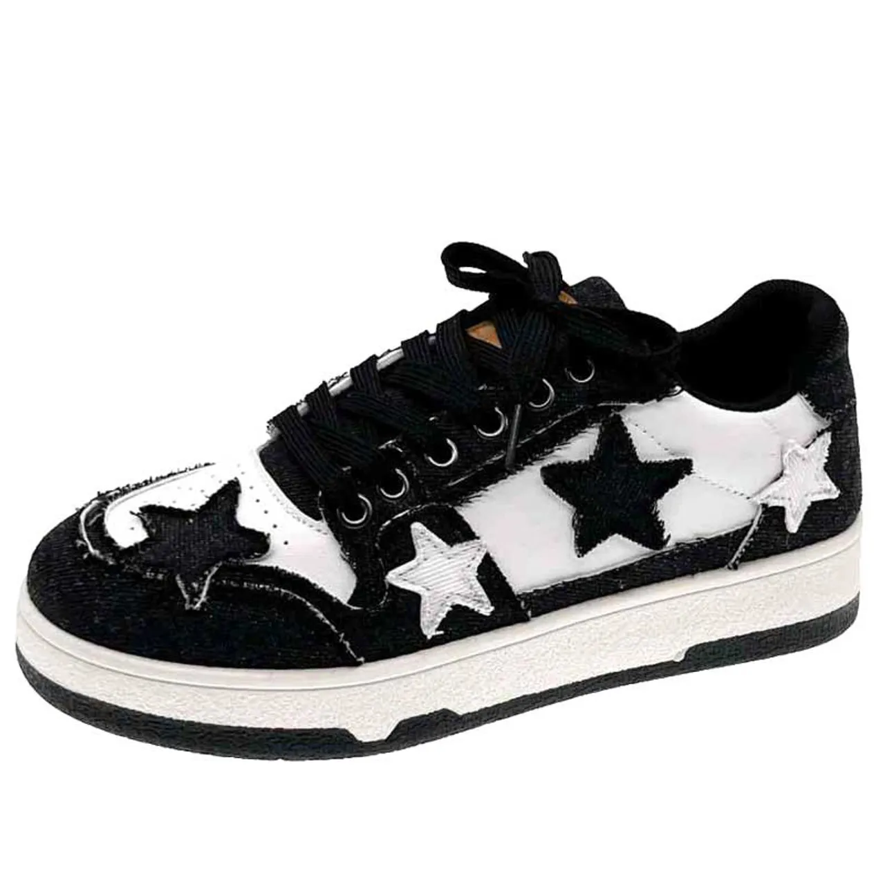 Black star & pattern print casual shoe sneaker