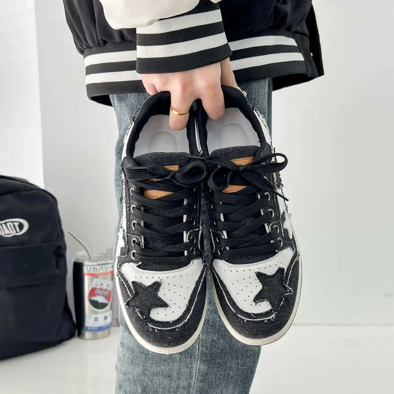 Black star & pattern print casual shoe sneaker