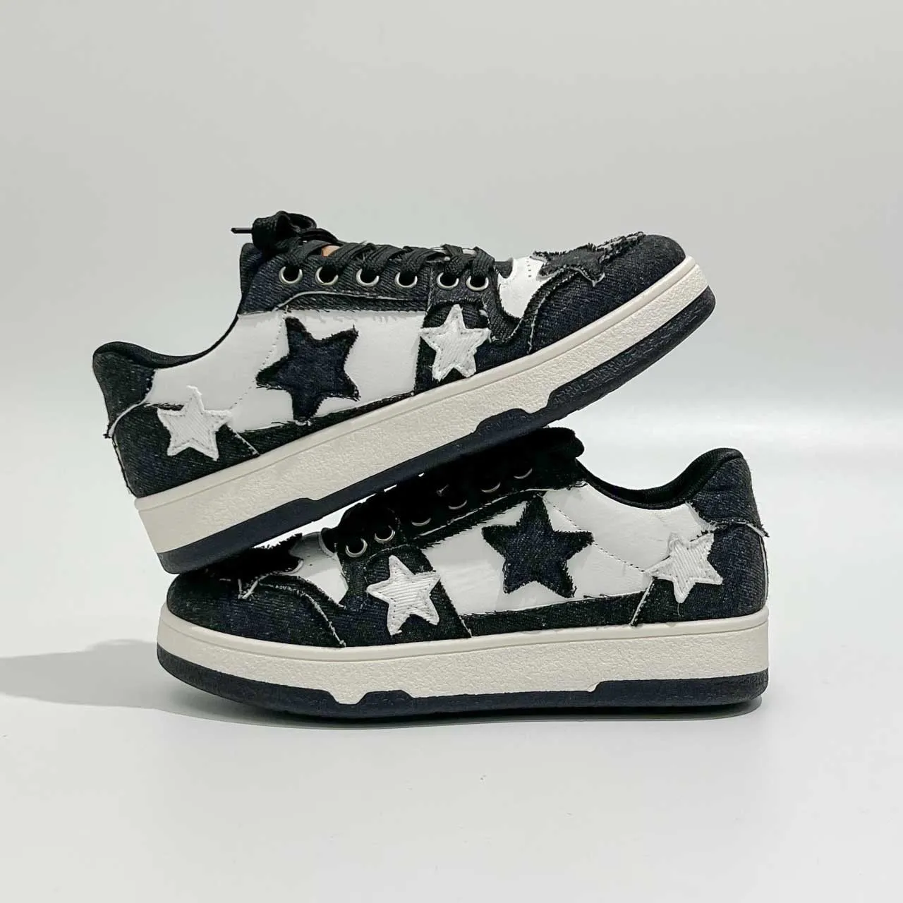 Black star & pattern print casual shoe sneaker