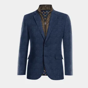  Blazer azul cobalto de tweed herringbone esencial