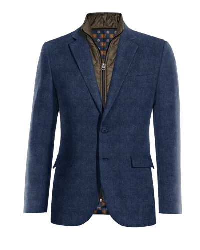  Blazer azul cobalto de tweed herringbone esencial