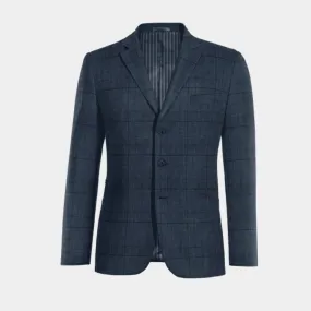  Blazer azul de lino príncipe de gales ligera