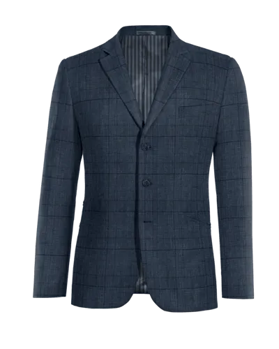  Blazer azul de lino príncipe de gales ligera