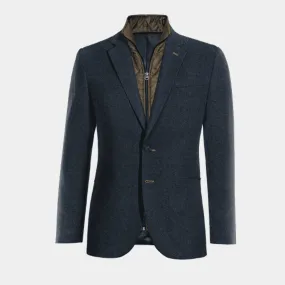  Blazer azul marino de donegal tweed slim fit