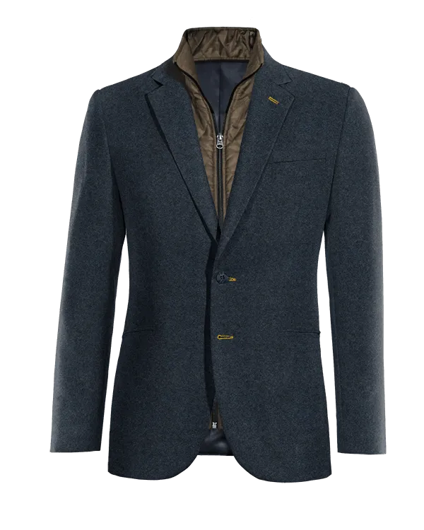  Blazer azul marino de donegal tweed slim fit