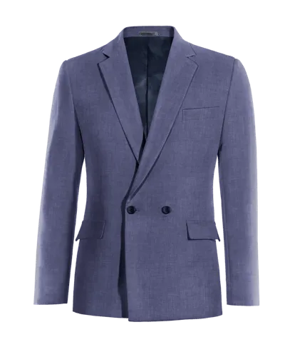  Blazer cruzada azul de lino edición limitada