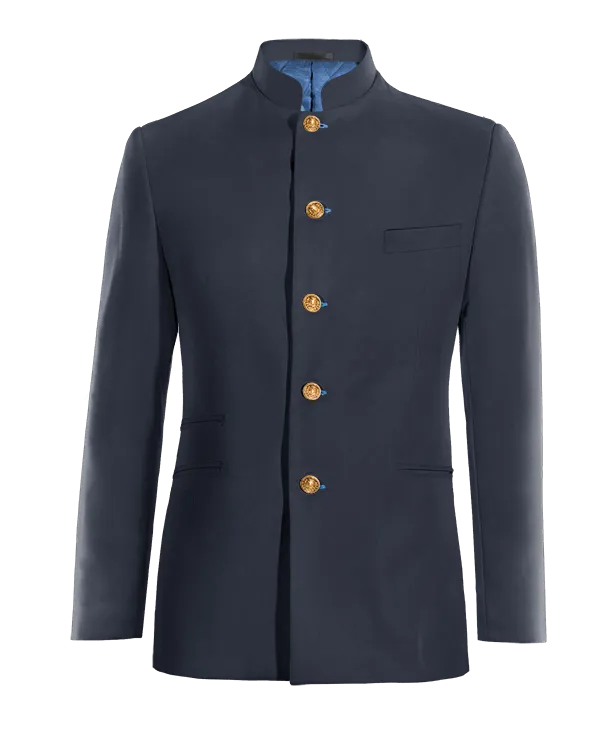  Blazer cuello mao azul marino slim fit