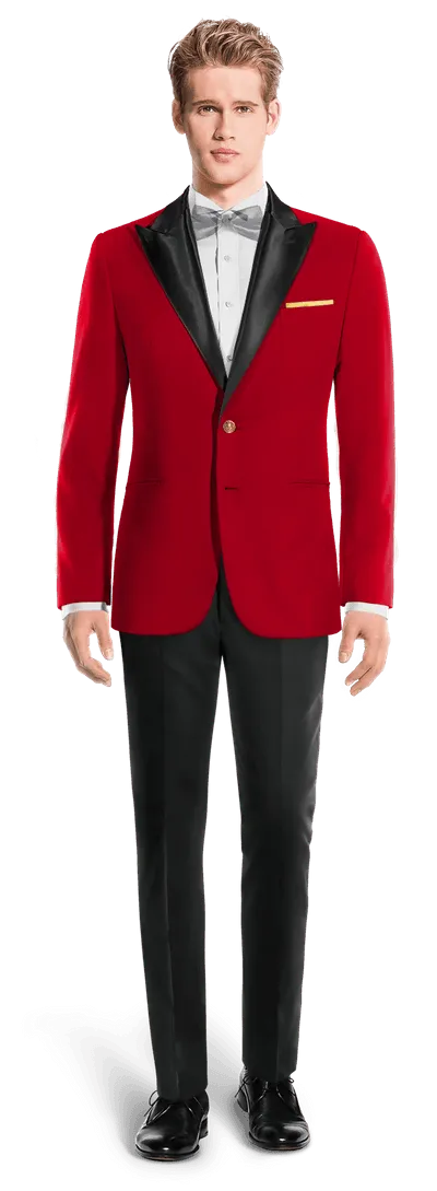  Blazer Esmoquin rojo intenso solapa en pico slim fit