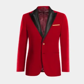  Blazer Esmoquin rojo intenso solapa en pico slim fit