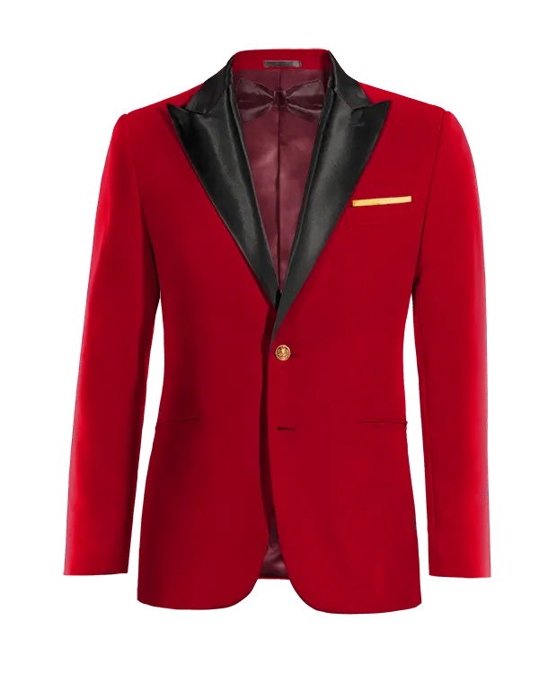  Blazer Esmoquin rojo intenso solapa en pico slim fit