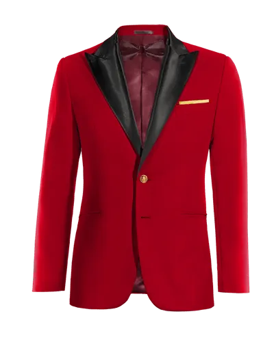  Blazer Esmoquin rojo intenso solapa en pico slim fit