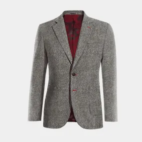  Blazer gris claro de donegal tweed solapa ancha