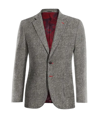  Blazer gris claro de donegal tweed solapa ancha