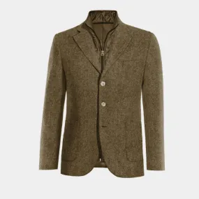  Blazer marrón de donegal tweed solapa ancha