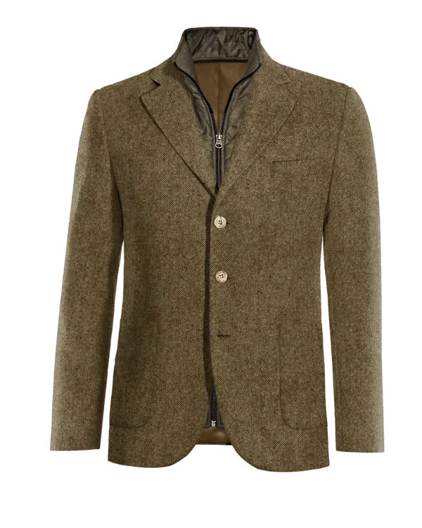  Blazer marrón de donegal tweed solapa ancha