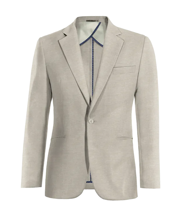  Blazer sin forro beige elástica solapa ancha