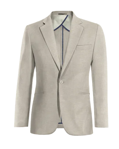  Blazer sin forro beige elástica solapa ancha