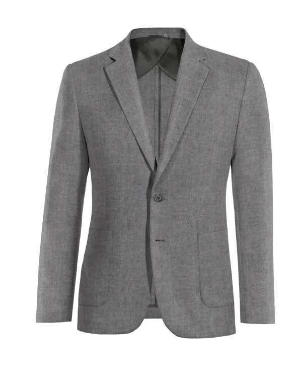  Blazer sin forro gris de lino ligera