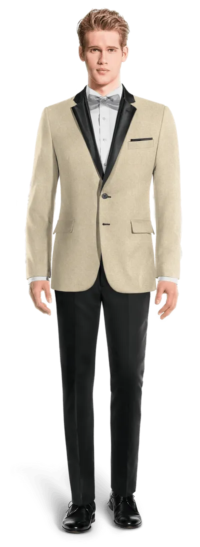  Blazer Tuxedo beige de lino esencial