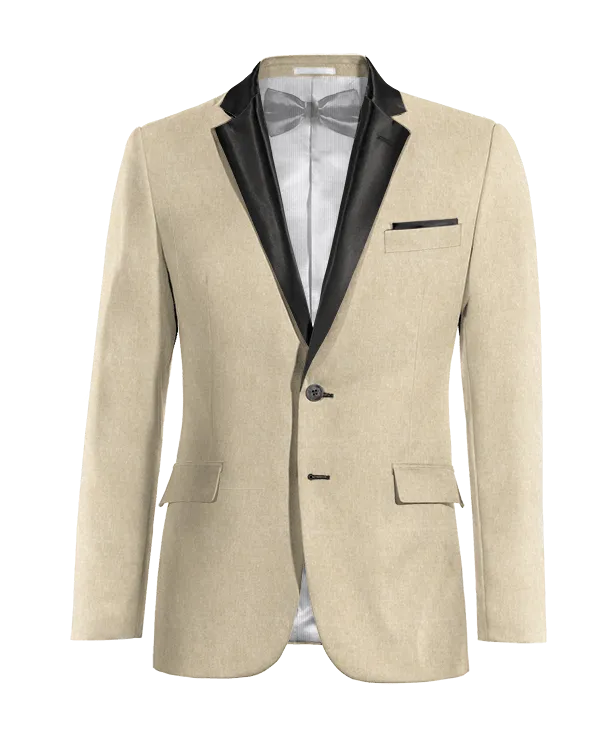  Blazer Tuxedo beige de lino esencial