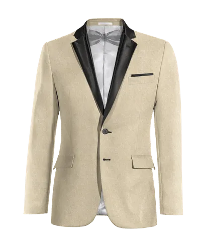  Blazer Tuxedo beige de lino esencial