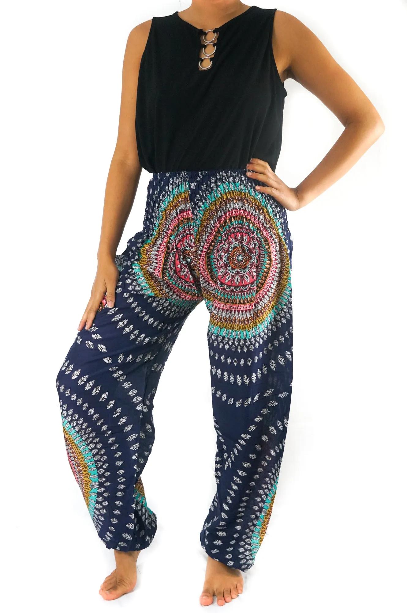 Blue SWIRL Women Boho Pants Hippie Pants Yoga Pants