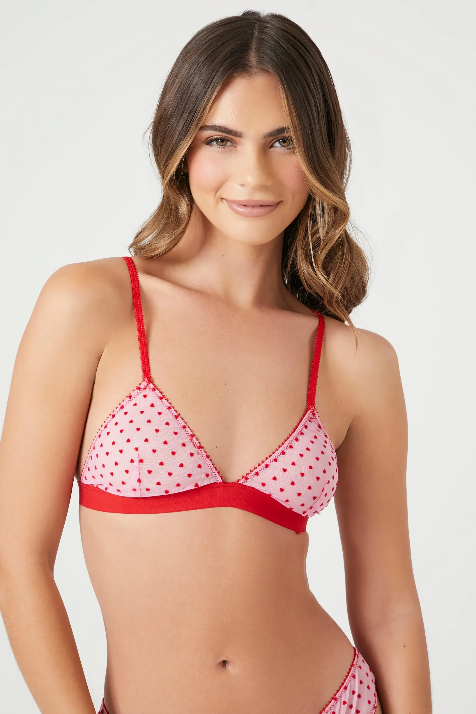 Bralette en filet à imprimé Coeur