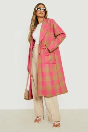 Bright Check Wool Look Coat