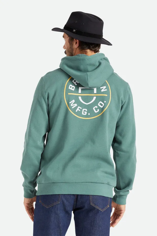 Brixton Crest Hood - Deep Forest / Bright Gold / White