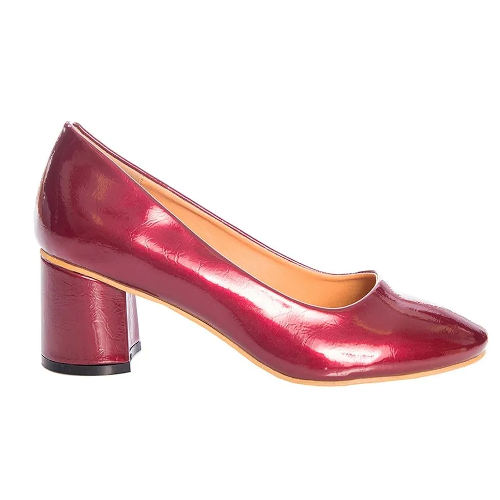 Burgundy Vintage Block Heel Pump